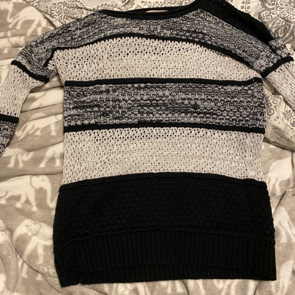 Grey and white striped sweater